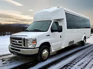 White 25-passenger party bus