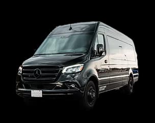 Black Mercedes Limo Sprinter van
